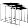 AC Design Furniture Set di Tre Tavoli Gurli, Vetro Nero 8 mm, Struttura in Metallo Cromato
