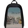 DOGO Femme Cuir Vegan Noir Fait Main et Mode Sac à dos - Take a Walk Motif