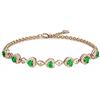 Epinki Bracciale Donna in Oro Giallo 18K Smeraldo 1ct Verde Cuore con Diamante Bianco Catena 18CM