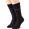 Emporio Armani 2-Pack Long Socks Casual Lettering, Confezione da 2 Calzini Corti Uomo, Nero, Taglia Unica