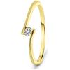 MIORE Anello Donna Oro Giallo 9KT 375. Anello Solitario con Diamante Naturale Ct 0,05. Anello Fidanzamento Elegante. Gioielli Donna Anallergici. Confezionato in Scatola Portagioie Regalo