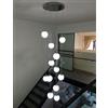 BDS Lighting Lampadario a Sospensione Moderno Con 12 Sfere di Vetro, per Villa Scala Duplex, LED, 50x250cm di Grandi Dimensioni (Size: A)