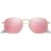 SOJOS Retro Vintage Specchio Lenti Poligono Protezione UV Occhiali da Sole SJ1072 Con Oro Telaio/Rosa Lente