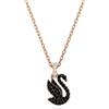 Swarovski Pendente Swan, Cigno, Piccolo, Nero, Placcato color oro rosa
