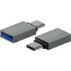 AISENS - A108-0718 - Mini adattatore in alluminio USB 3.2 Gen1 3A, tipo USB-C/M-A/H, grigio