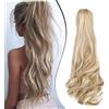 Dcbaboo Coda di Cavallo Extension Capelli Ricci Coda Capelli Extension con Pinza 45cm Posticci per Capelli Mossi Coda Finta per Capelli Sintetici Lunghi Naturali Ponytail, Sandy Blonde & Biondo