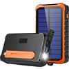 XIYANG Manovella Solar Bank 12000 MAh Caricabatterie Portatile per Cellulare Torcia un LED Strumenti di Emergenza per Esterni-Arancione