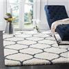 SAFAVIEH Tappeto Shag per Soggiorno, Sala da pranzo, Camera da letto - Hudson Shag Collection, A Pelo Lungo, Avorio e blu ardesia, 91 X 152 cm