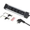 Electraline 35460 - Blocco multipresa per ufficio, 3 prese + 3 USB (1 USB C (Power Delivery) PD20 W + 2 USB A 3.0 A (QuickCharge), con ganci per fissaggio sul desktop + 2 adesivi double face