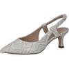Caprice Décolleté Slingback da Donna in Pelle a Punta, Grigio (White Reptile), 36 EU