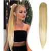Dcbaboo Posticci per Capelli Coda di Cavallo Extension Capelli Lisci Lunghi Coda Capelli Extension con Pinza 50cm Coda Finta per Capelli Sintetici Dritti Naturali Ponytail, Biondo scuro ombre Biondo