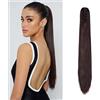 Dcbaboo Coda di Cavallo Extension Capelli Lisci Coda Capelli Extension con Pinza 55cm Posticci per Capelli Dritti Coda Finta per Capelli Sintetici Lunghi Ponytail Naturale, Vino rosso scuro