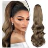 Dcbaboo Coda di Cavallo Extension Capelli Ricci Coda Capelli Extension con Pinza 45cm Posticci per Capelli Mossi Coda Finta per Capelli Sintetici Lunghi Naturali Ponytail Ondulati, Biondo cenere