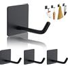 LIUCONGBD 4 Pezzi Extra Lungo Ganci Adesiv, Ganci Autoadesivo in Acciaio Inox Senza Foratura, Impermeabili Appendi Porta Asciugamani Robusti, Ideale per Cucine, Bagni, Uffici (Nero)