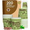Baciato Caffè 200 Bicchierini in Carta da caffè 65ml LoveGreenCUP Bicchieri Ecologici Biodegradabili Monouso Piccoli Asporto Bevande Calde
