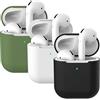 Mocarheri 3X Custodia in Silicone Compatibile con AirPods 2, Case per Airpods Custodia Cover Custodia protettiva in silicone antiurto, LED Frontale Visibile (Verde senape+Nero +Bianco)