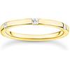 THOMAS SABO Anello da donna con pietre bianche, in argento sterling 925, placcato oro giallo 750, TR2396-414-14, 56, Argento sterling, Zirconia cubica