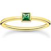 THOMAS SABO Anello da donna con pietra verde, in argento sterling 925, placcato oro giallo 750, TR2395-472-6, 48, Argento sterling, Pietra di vetro