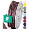 Halbach Seidenbänder Nastro regalo di alta qualità con bordo metallico, larghezza 25 mm, lunghezza 25 m, certificato Öko-Tex 100, prodotto in Germania, colore: duskyberry
