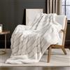 Cozy Bliss Coperta super morbida a righe in finta pelliccia per divano, 127 x 152,4 cm, beige, calda coperta in peluche color latte, per divano, letto, soggiorno, camera da letto (strisce beige)