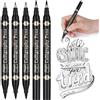 OFFCUP Calligrafia Pennarelli, Brush Pen Lettering Pennarello Nero a Punta Doppia, Penna per Calligrafia per Scrittura, Firma, Disegno, Illustrazione, Manga, Schizzo
