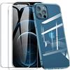 HTDELEC Cover Compatibile per IPhone 12,Compatibile IPhone 12 Pro con 2 Pezzi Pellicola Vetro Temperato,Crystal Clear Custodia per iPhone 12, iPhone 12 Pro 6.1 (01)