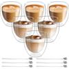 Leikurvo Set di 6 bicchieri da caffè a doppia parete, da 80 ml, a doppia parete, con 6 cucchiai, cappuccino, tazze da caffè, bicchieri da caffè