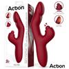 Action Velter Triple Function G-Spot Rabbit Vibrator with Clit Hitting Ball & Heating Function Bordo
