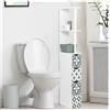 IDMARKET Scaffalatura per toilette a 3 ante in legno bianco con piastrelle in cemento grigio willy