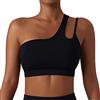GXIN Donne Reggiseno Yoga Monospalla con Spalline di Ritaglio, Sport Atletico, Corsa, Allenamento Top (M, Sinistra-Nero)