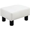 HOMCOM Poggiapiedi Rettangolare Imbottito e Rivestito in Ecopelle Bianca, 40x30x24 cm, Max. 100kg, per /Soggiorno/Ingresso|Aosom