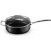 Le Creuset Padella Sauté con coperchio verto in alluminio antiaderente, diameter 26 cm, per per tutte le fonti di calore, induzione incluso, Nero, 51110260010302