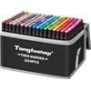 Tongfushop Marcatore 204 Colori, Pennarelli ad Alcool Doppia Punta, Pantoni Pennarelli Professionali con Borsa e Distanziatore, Adatti per Sketch, Colorare, Illustrazioni, Disegnare, Anime
