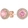 Bling Jewelry Orecchini a lobo solitari tradizionali con zirconi cubici da 1CT taglio brillante rotondo AAA CZ Halo per donne in oro rosa .925 argento sterling con gemme simulate rosa, blu Londra, verde smeraldo,