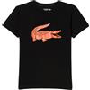 Lacoste Maglietta per ragazzi Lacoste Boys SPORT Tennis Technical Jersey Oversized Croc T-Shirt - black/orange