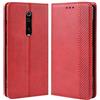 HualuBro Cover per Xiaomi Mi 9T, Flip Case in PU Pelle Premium Portafoglio Cover [Funzione Stand] [Slot Carte] Leather Wallet Phone Custodia per Xiaomi Mi 9T 2019 (Rosso)