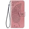 TANYO Farfalla Custodia Folio per Oppo Realme 7 4G (Not for 5G Version), Cover in PU/TPU Pelle Flip Portafoglio con Contanti e Schede Slot, Telefono Case Custodie - Oro Rosa