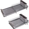 Erreke Scolapiatti Pieghevole, Scola Piatti, Scarico nel Lavello, Griglia in Acciaio Inox, Scolapiatti Piccolo Compatto Piano Cucina, sopra il Lavello, 28x20 cm (Grigio)