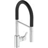 Ideal Standard - Gusto, Miscelatore monocomando semi professionale per lavello da cucina, Bocca alta tubolare con doccetta orientabile ed estraibile multifunzione con sede magnetica, Cromato