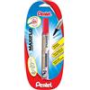 Pentel Maxiflo NLF50 - Pennarello permanente punta conica media con pulsante reinchiostratore, blister x1, colore: Rosso