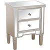DRW Comodino con 2 cassetti in Legno Colore Champagne e Specchio 49x33x62cm, Multicolore, estandar