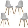 Supfine Set di 4 Sedie da Pranzo Design Nordico, sedile in Plastica PP e Gambe in Legno di Faggio, Sedia Cucina Moderne per Sala da Pranzo Soggiorno (Grigio, 4)