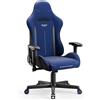 DIABLO X-ST4RTER Sedia da Gaming Gamer Poltrona da Ufficio Scrivania Ergonomica in Tessuto 2D Braccioli Meccanismo di inclinazione (Blu Scuro)