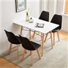 LafeuR Set da pranzo con 4 sedie, set di 4 sedie e tavolo rettangolare da cucina, sala da pranzo, cucina, soggiorno, ufficio (tavolo bianco + 4 sedie nere)