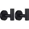 YUET 2 Pezzi Ganci Portasciugamani in SUS 304 Acciaio Inox Gancio Appendiabiti da Parete Con Accessori a vite per Cucina e Bagno Asciugamani Muro Accappatoio (Nero)