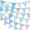 G2PLUS 10M Multicolore Bandierine,Ghirlanda di Bandierine,Banner Tessuto Bunting,Triangolo Bandiera Ghirlanda,36PCS Bandiera, Doppia Vintage Decorazione per Matrimoni Feste di Compleanno(Cielo Blu)