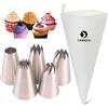 TAKUZA Set Professionale di Sac à Poche Con 6 Beccucci - 5 Beccucci in Acciaio Inox, Riutilizzabili, Grandi per Torte e Biscotti