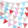 G2PLUS 10M Bandierine,Ghirlanda di Bandierine,Banner Tessuto Bunting,Triangolo Bandiera Ghirlanda,36PCS Bandiera, Doppia Vintage Decorazione per Matrimoni Feste di Compleanno(Rosso Bianco Blu)