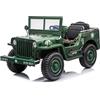 FINOOS J.E.E.P Willy's Army Auto Macchina elettrica per bambini 24 V, 3 posti, con telecomando 2,4 GHz, 4 motori 24V 200W (Verde Matcha)