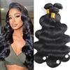 Rebasar Body Wave Human Hair Bundles Capelli Veri Naturali Extension Tessitura Capelli Veri Naturali Umani Donna Capelli Umani Brasiliani 14 pollici (Total 300g)
